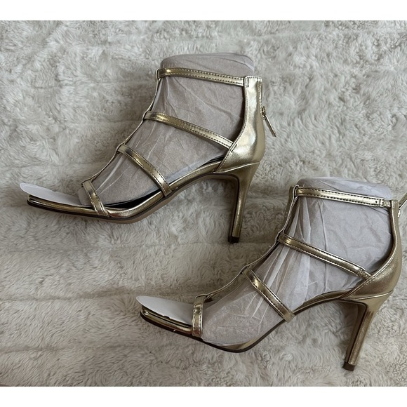 Unisa Un Fennie Gold Strappy Zip Up High Heels - Size 6.5 - Picture 3 of 7